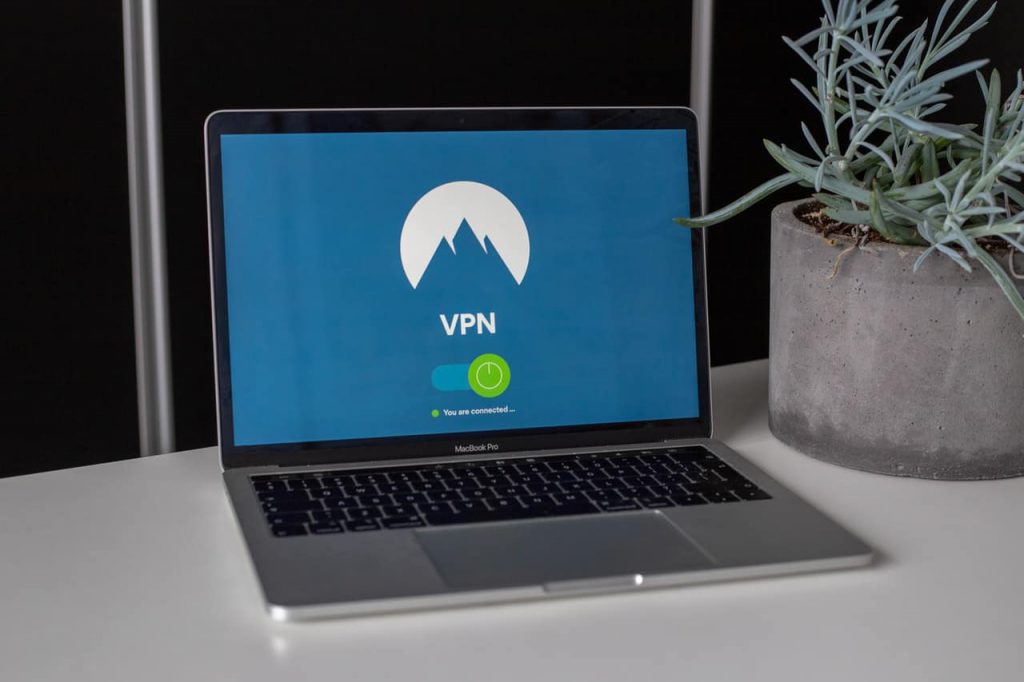 Laptop showing a VPN log on screen