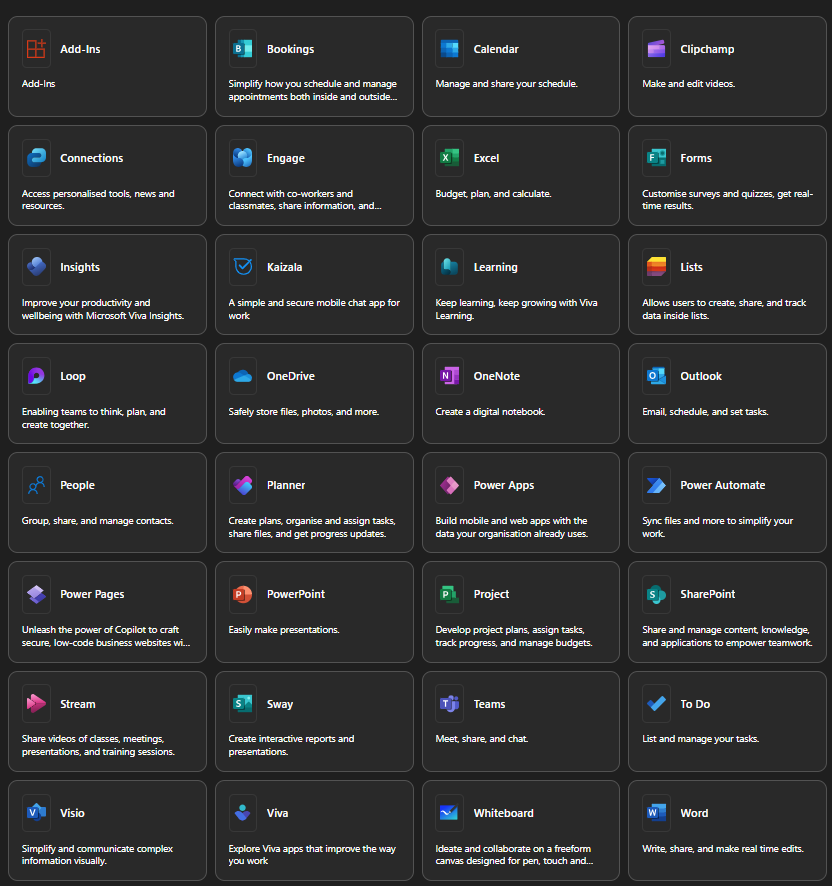 Full suite of Microsoft Office 365 apps for small business use, highlighting Office 365 SharePoint vs OneDrive and other productivity tools.